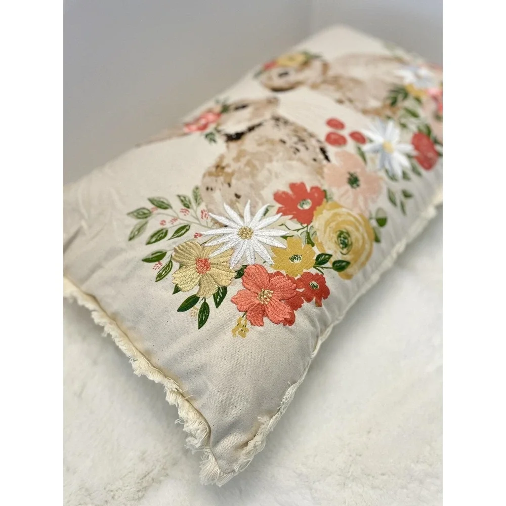 Embroidered Easter Bunny Throw Pillow The Farmhouse By Rachel Ashwell